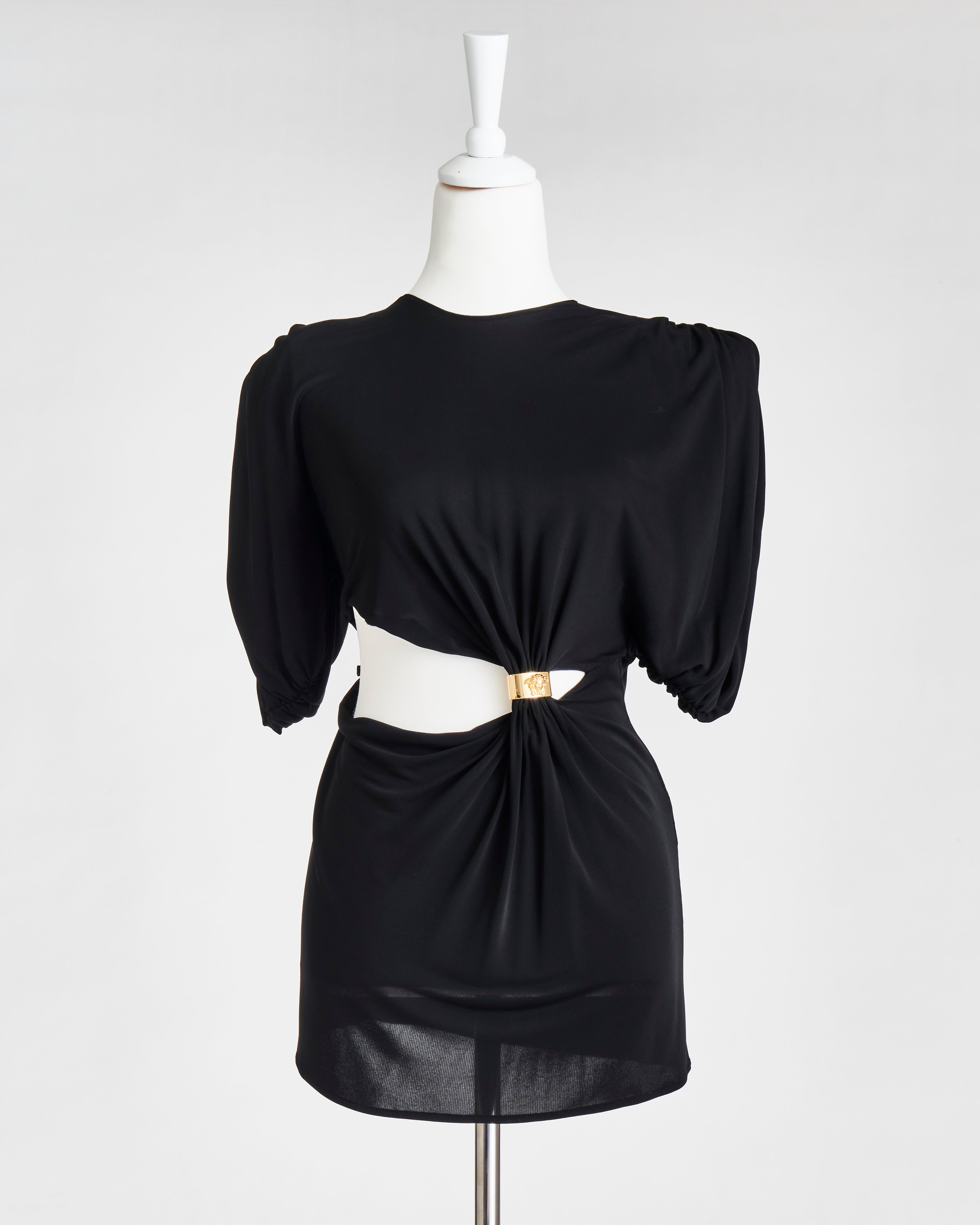 versace cut out dress Versace Jeans Couture Cut-Out Barocco Denim Mini Dress, Black Black, Women's, 38 IT (2 US), Casual & Work Dresses Day Dresses Sundresses