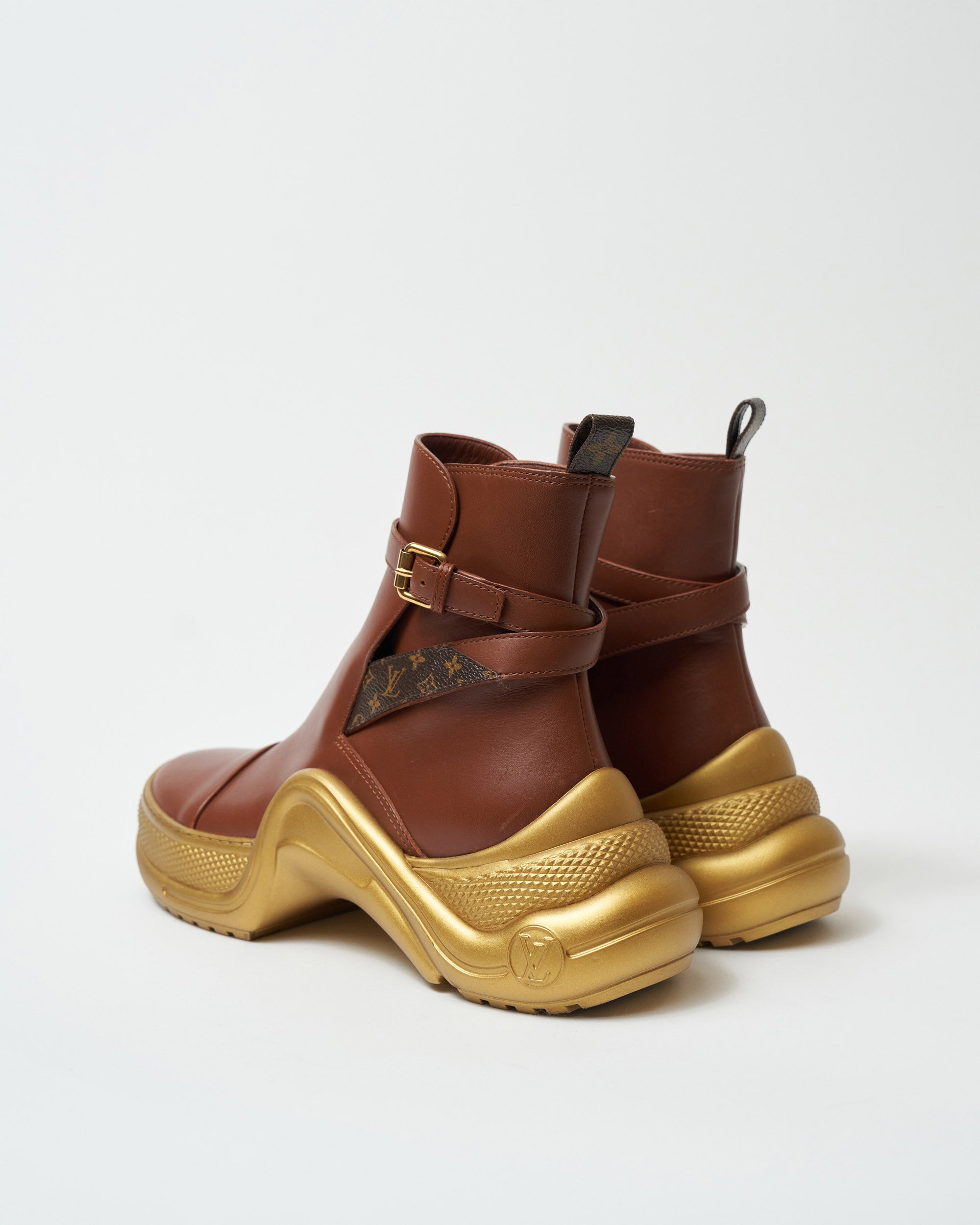 Calfskin Monogram Louis Vuitton Archlight Flat Ankle Boots Cognac Brow Iryna Sigunava