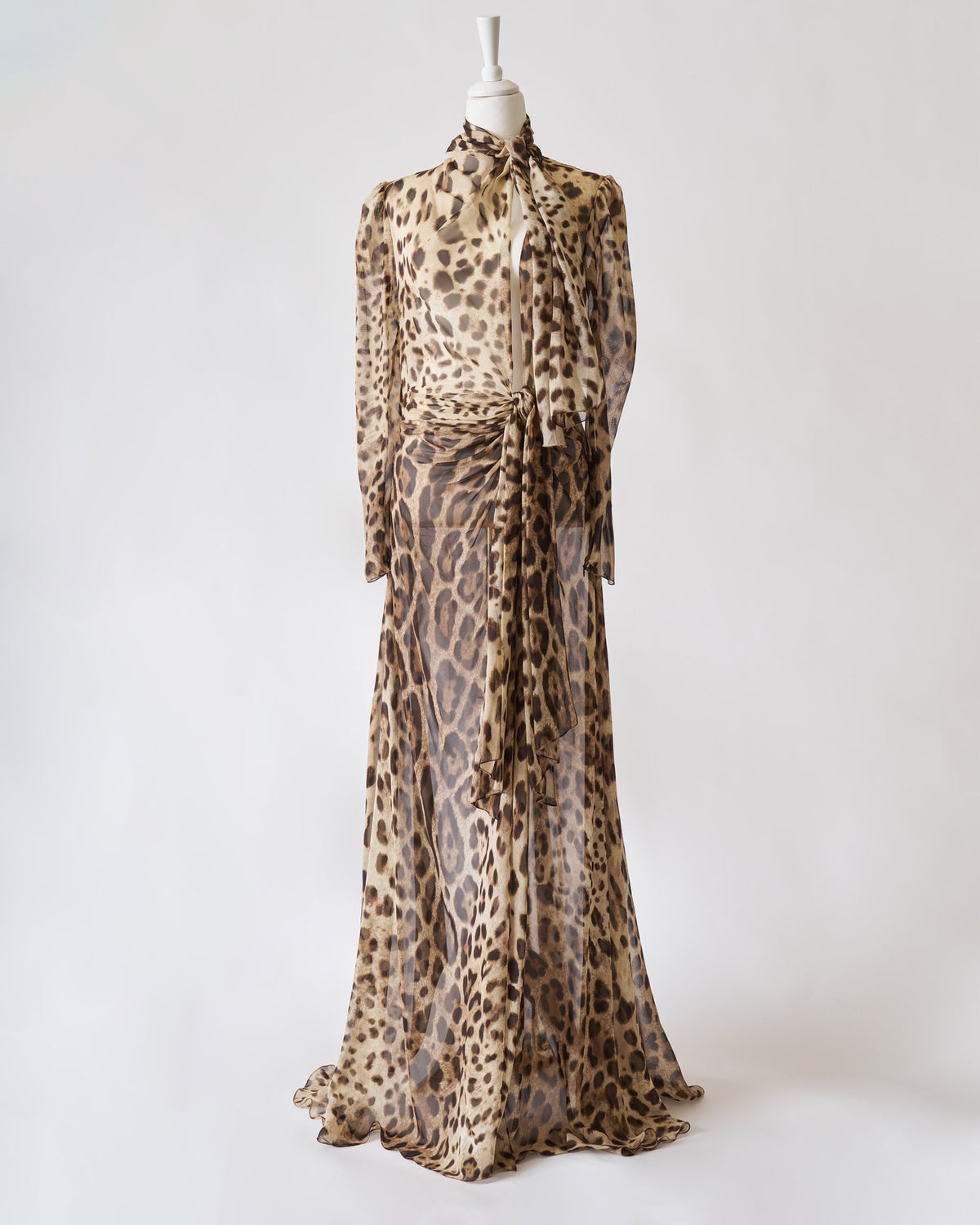 Abito Dolce&amp;Gabbana in chiffon con stampa animalier