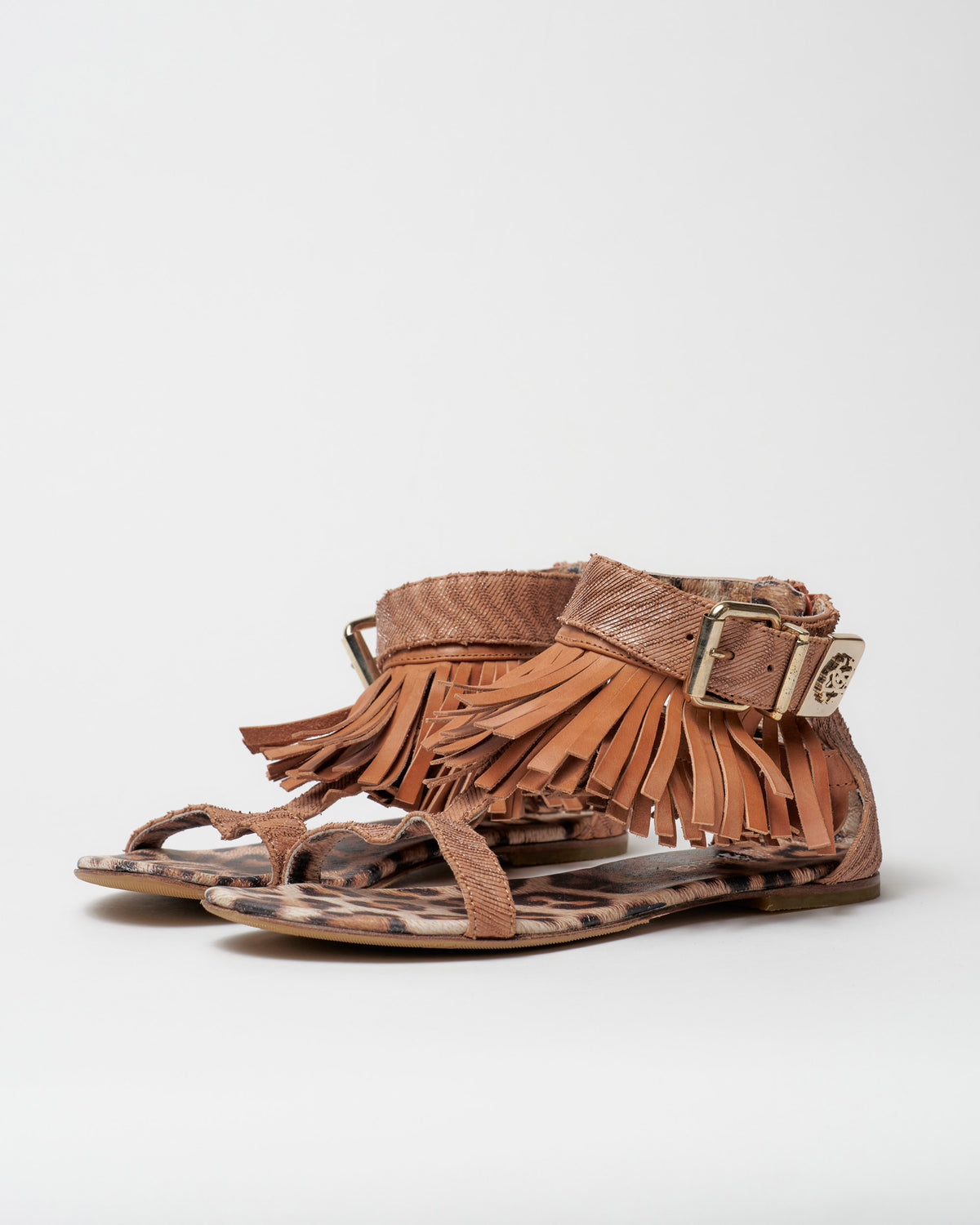 Roberto Cavalli Sandalo flat con frange