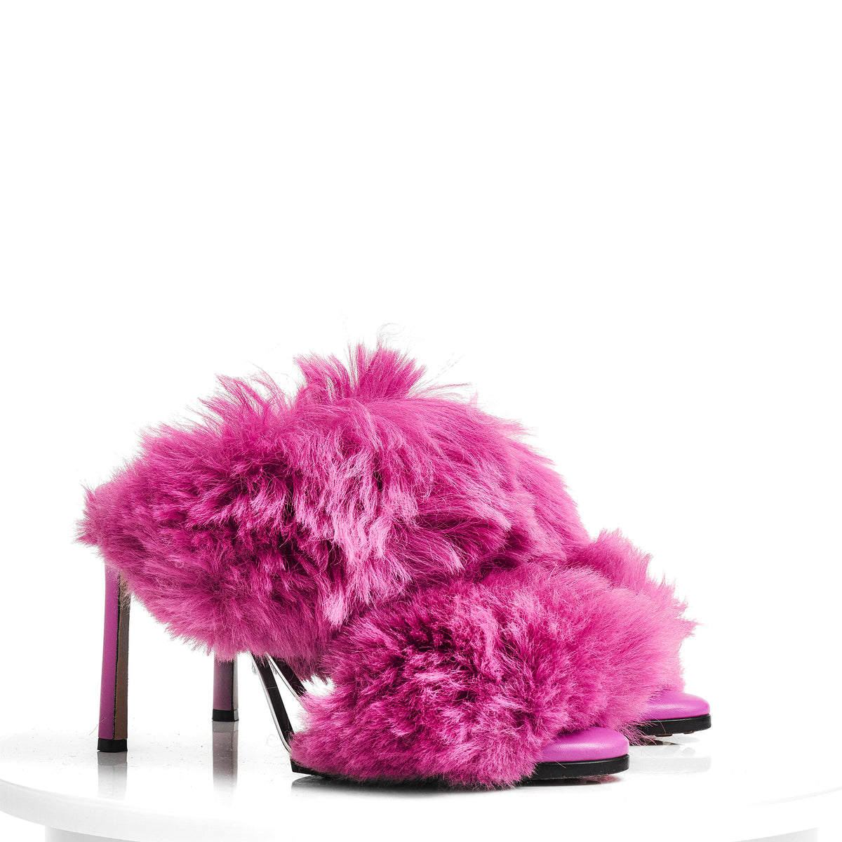 BOTTEGA VENETA POODLE CURVE SHEARLING AND LEATHER SANDALS