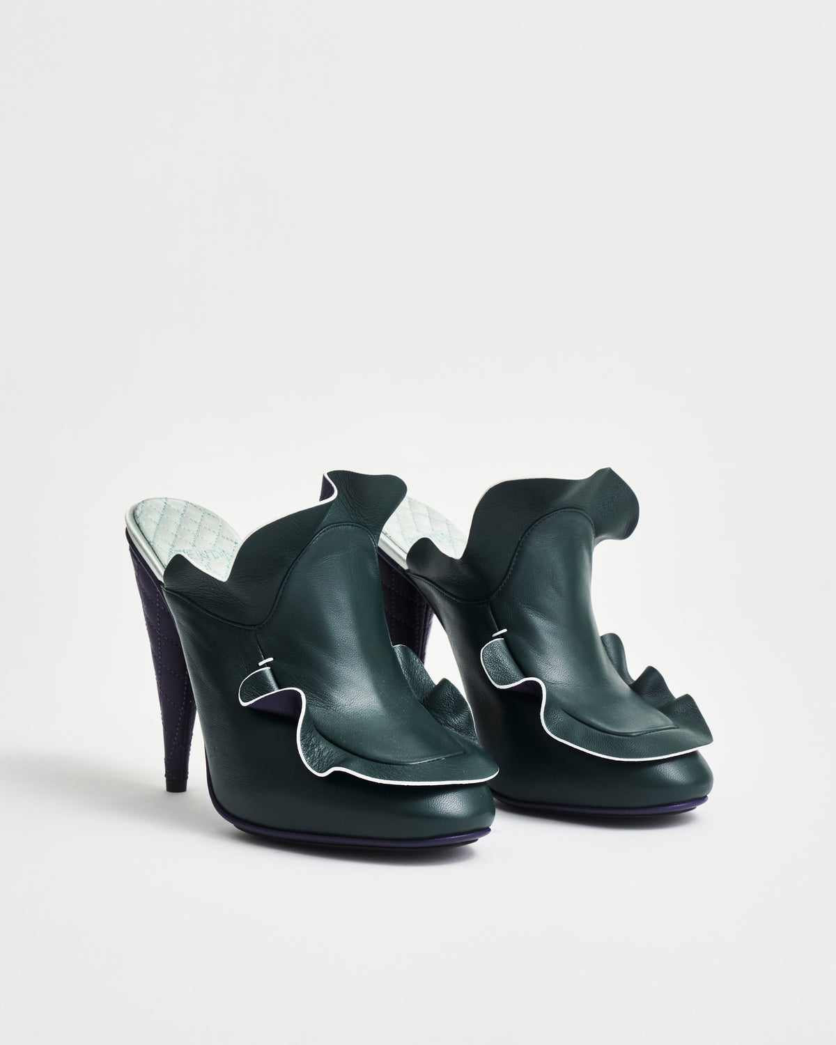 Fendi green-bottle ruffle sandal