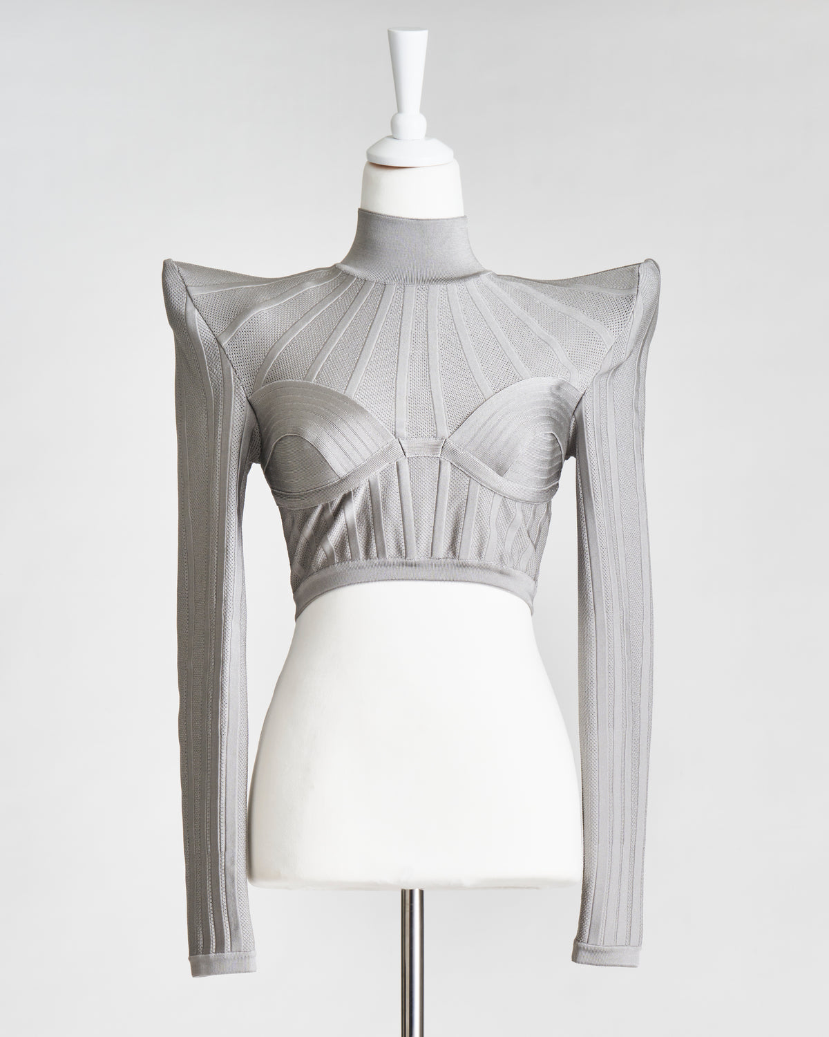 Balmain structured long sleeve crop top