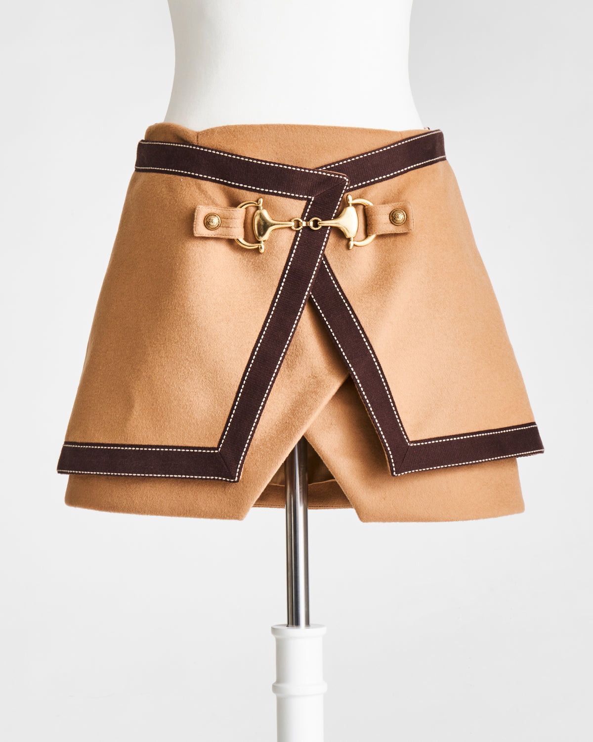 Balmain horsebit mini skirt beige