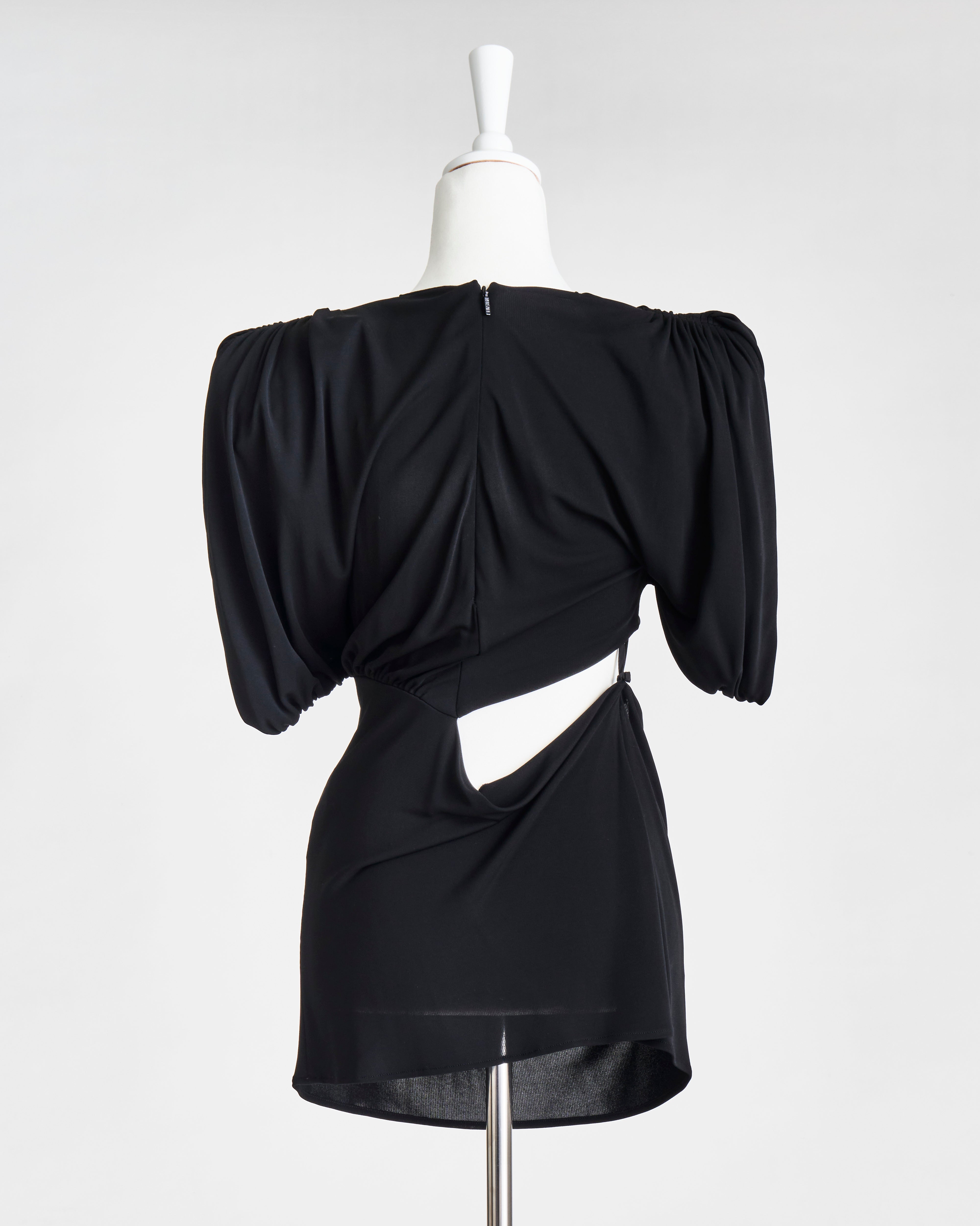 versace cut out dress Cutout one-shoulder stretch-jersey midi dress - black